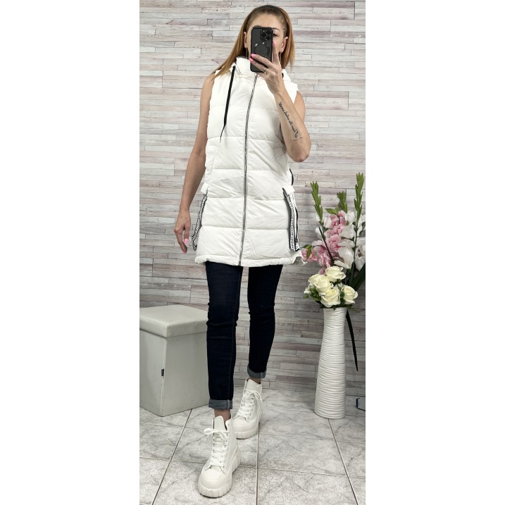 Елек Fashion с Ципове Бяло
